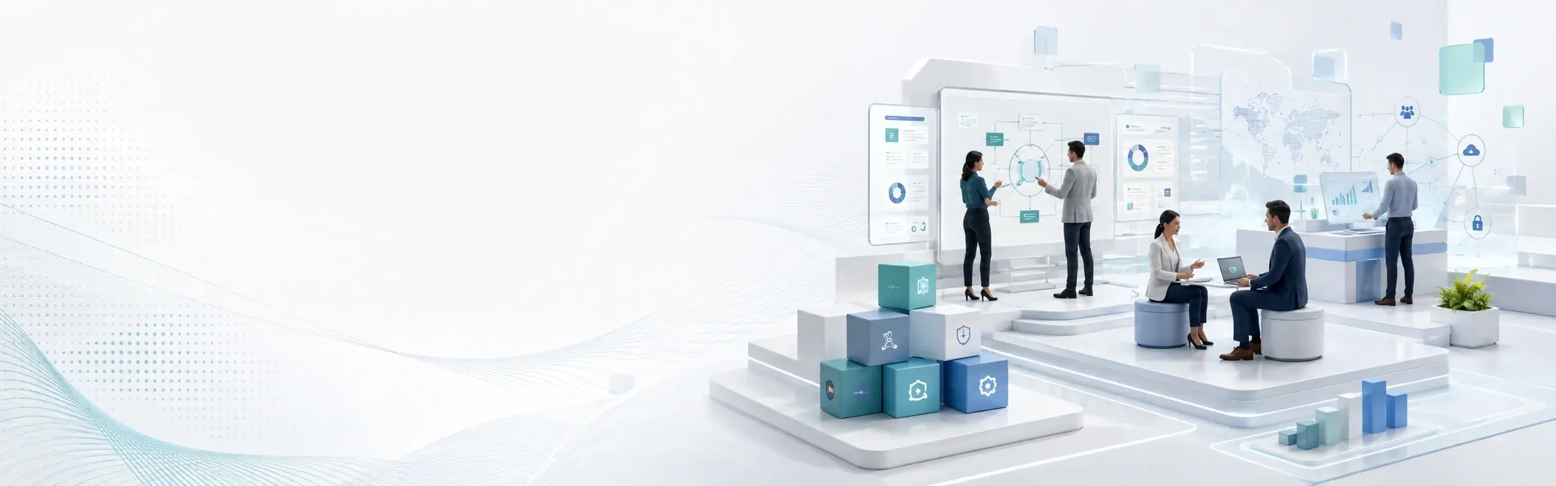 Wide Aveniq about banner showing practical technology shaped around business operations