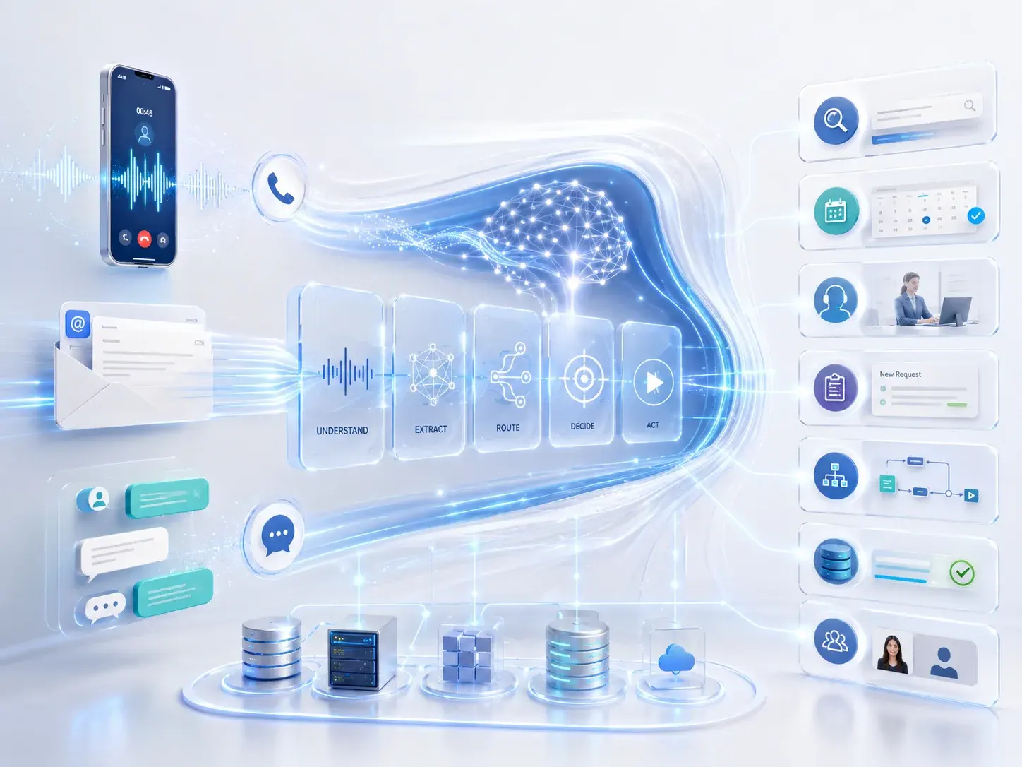 Intelligent communication operations across voice, email and messaging channels